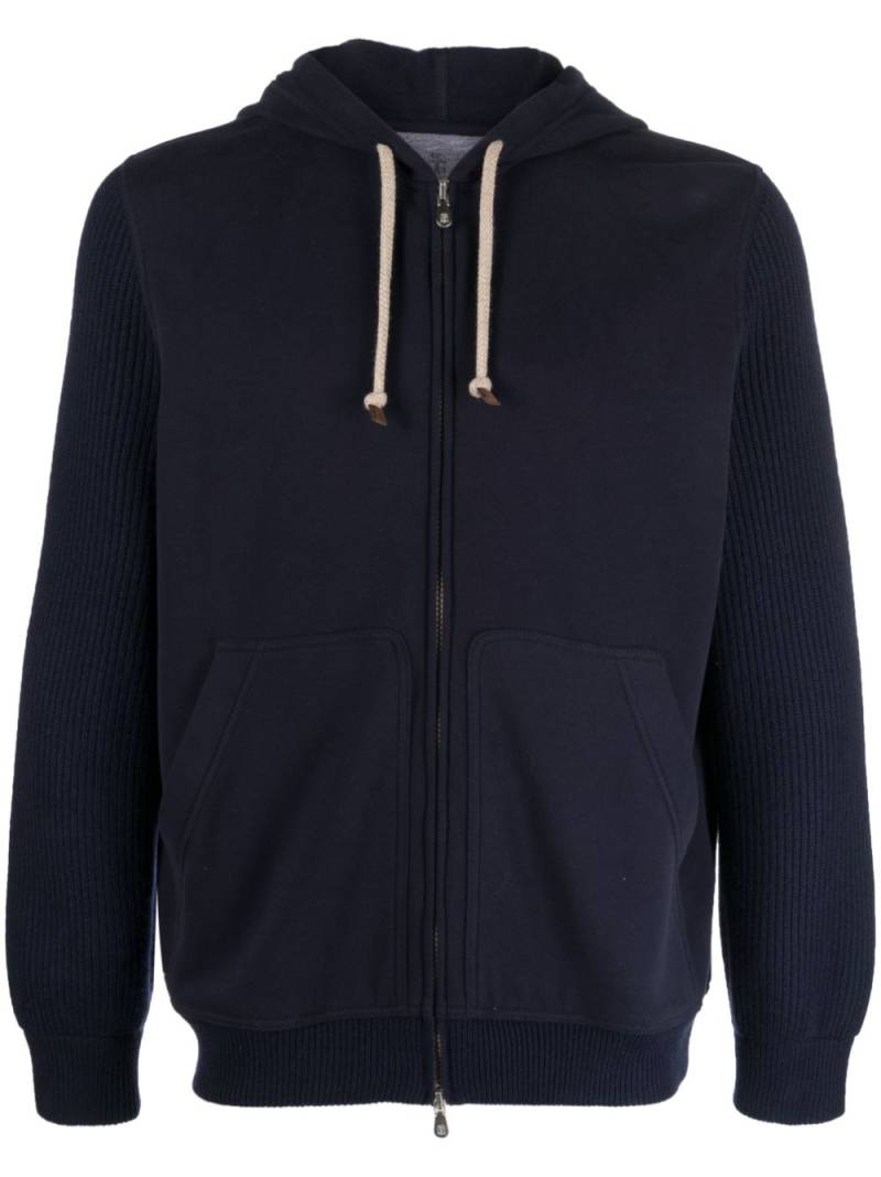 Brunello Cucinelli zip-up cotton-blend hoodie - Blue von Brunello Cucinelli