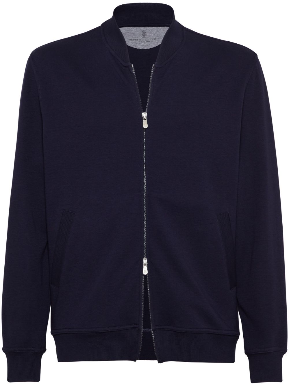 Brunello Cucinelli zip-up cotton blend sweatshirt - Blue von Brunello Cucinelli