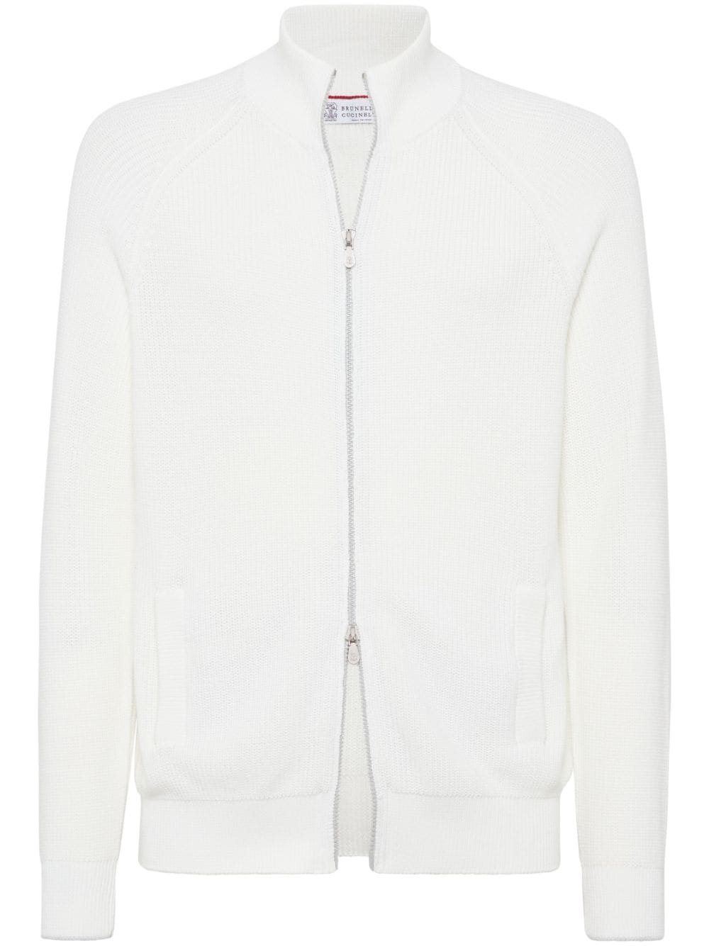 Brunello Cucinelli zip-up cotton cardigan - White von Brunello Cucinelli