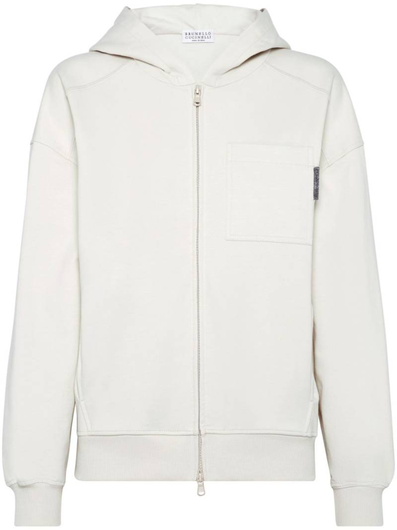 Brunello Cucinelli zip-up cotton hoodie - Neutrals von Brunello Cucinelli