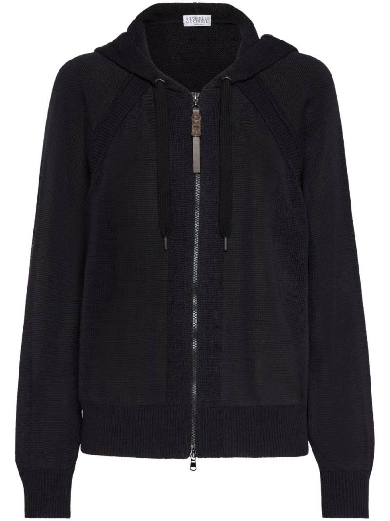 Brunello Cucinelli zip-up hooded cardigan - Black von Brunello Cucinelli