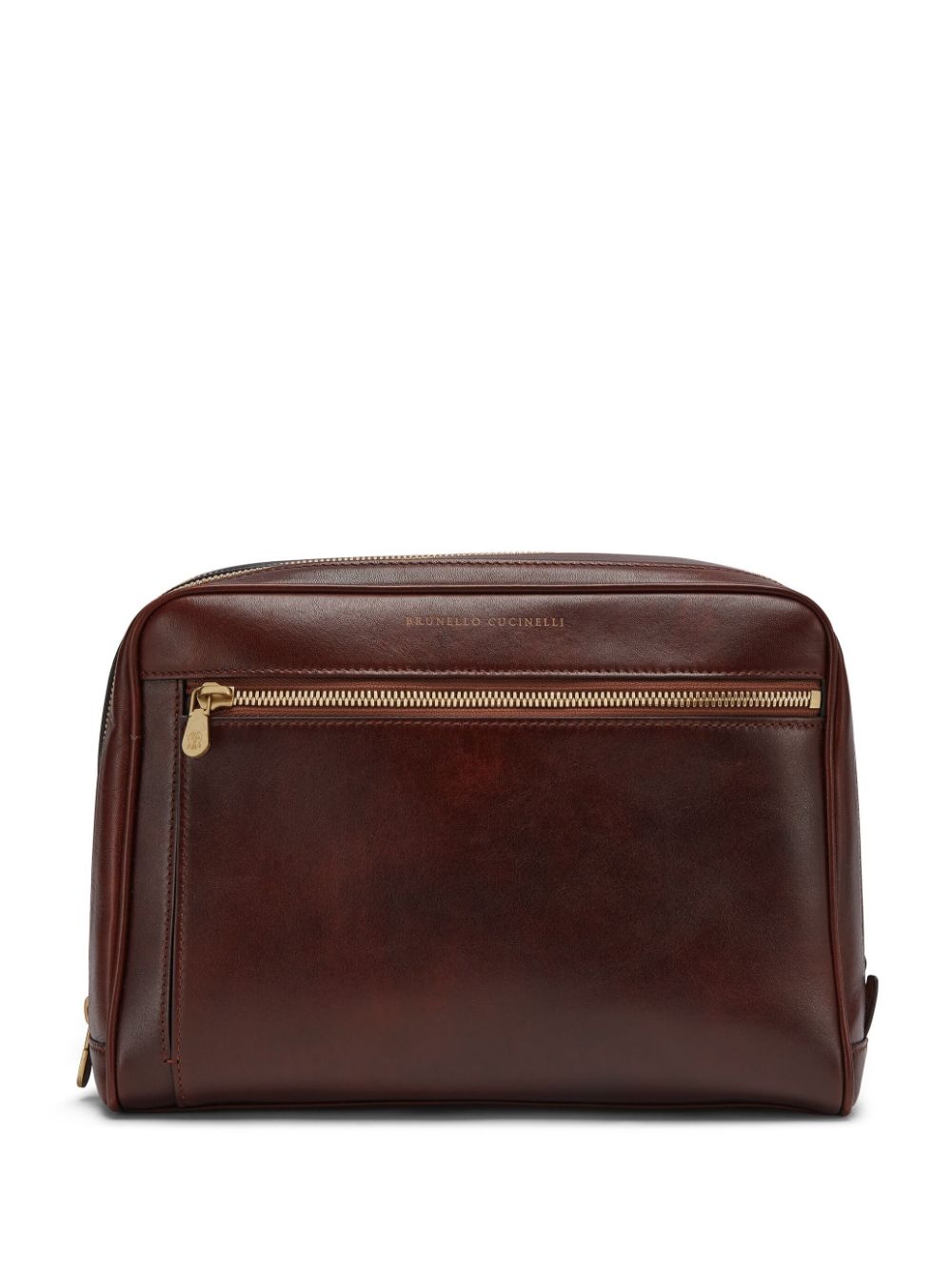 Brunello Cucinelli zip-up leather wash bag - Brown von Brunello Cucinelli