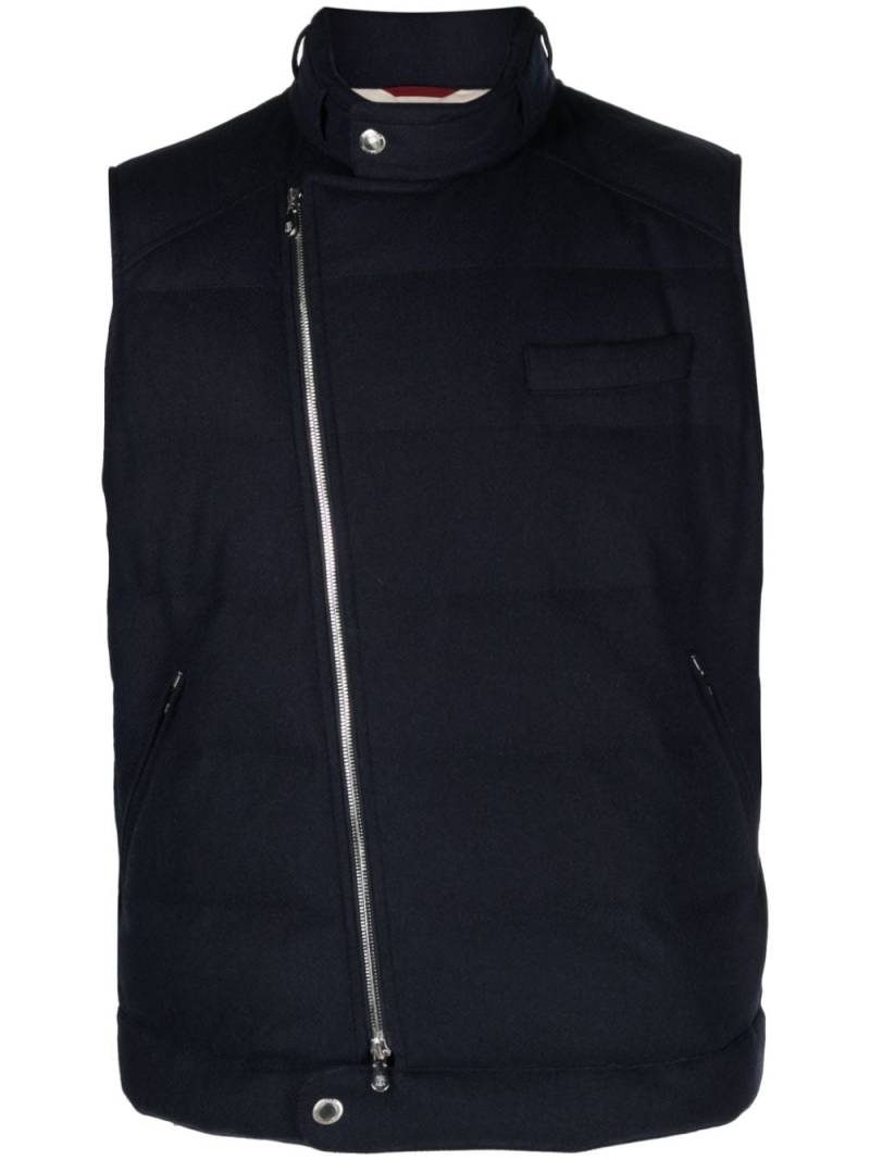 Brunello Cucinelli zip-up padded gilet - Blue von Brunello Cucinelli