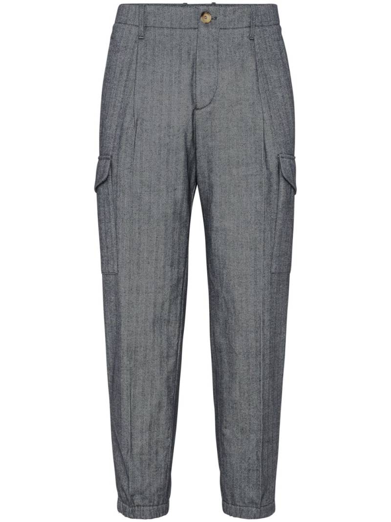 Brunello Cucinelli zipped-cuff cotton trousers - Grey von Brunello Cucinelli