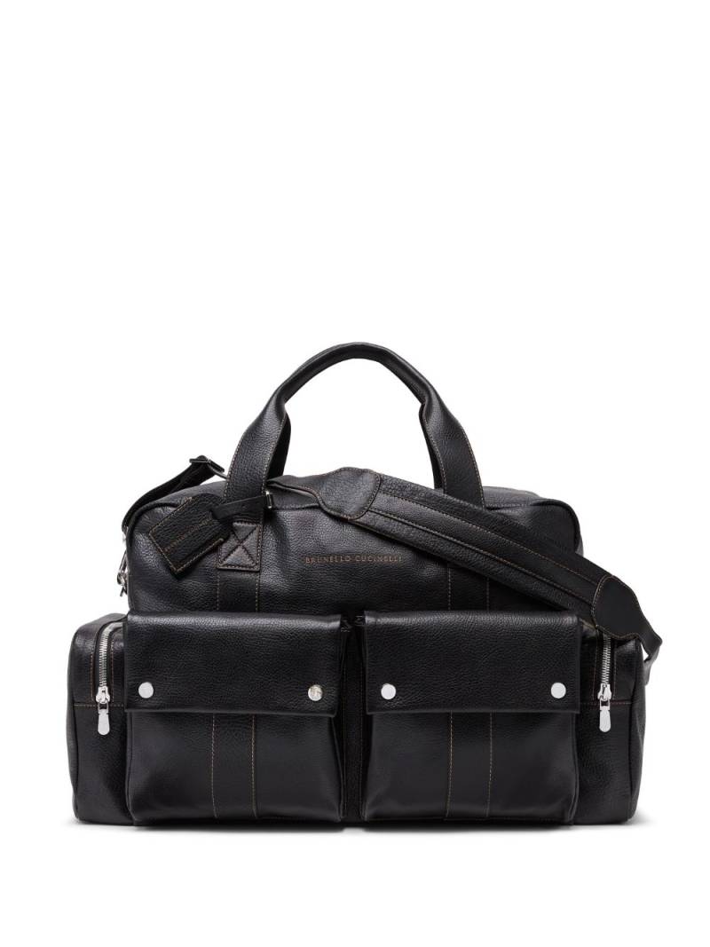 Brunello Cucinelli zipped leather travel bag - Black von Brunello Cucinelli