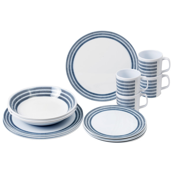 Brunner - Melamine Set Bluebay - Geschirr-Set Gr 16 Pieces grau/weiß von Brunner