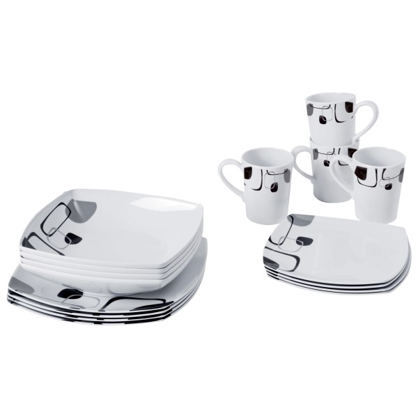 Brunner - Melamine Set - Geschirr-Set Gr 16 Pieces grau/weiß von Brunner
