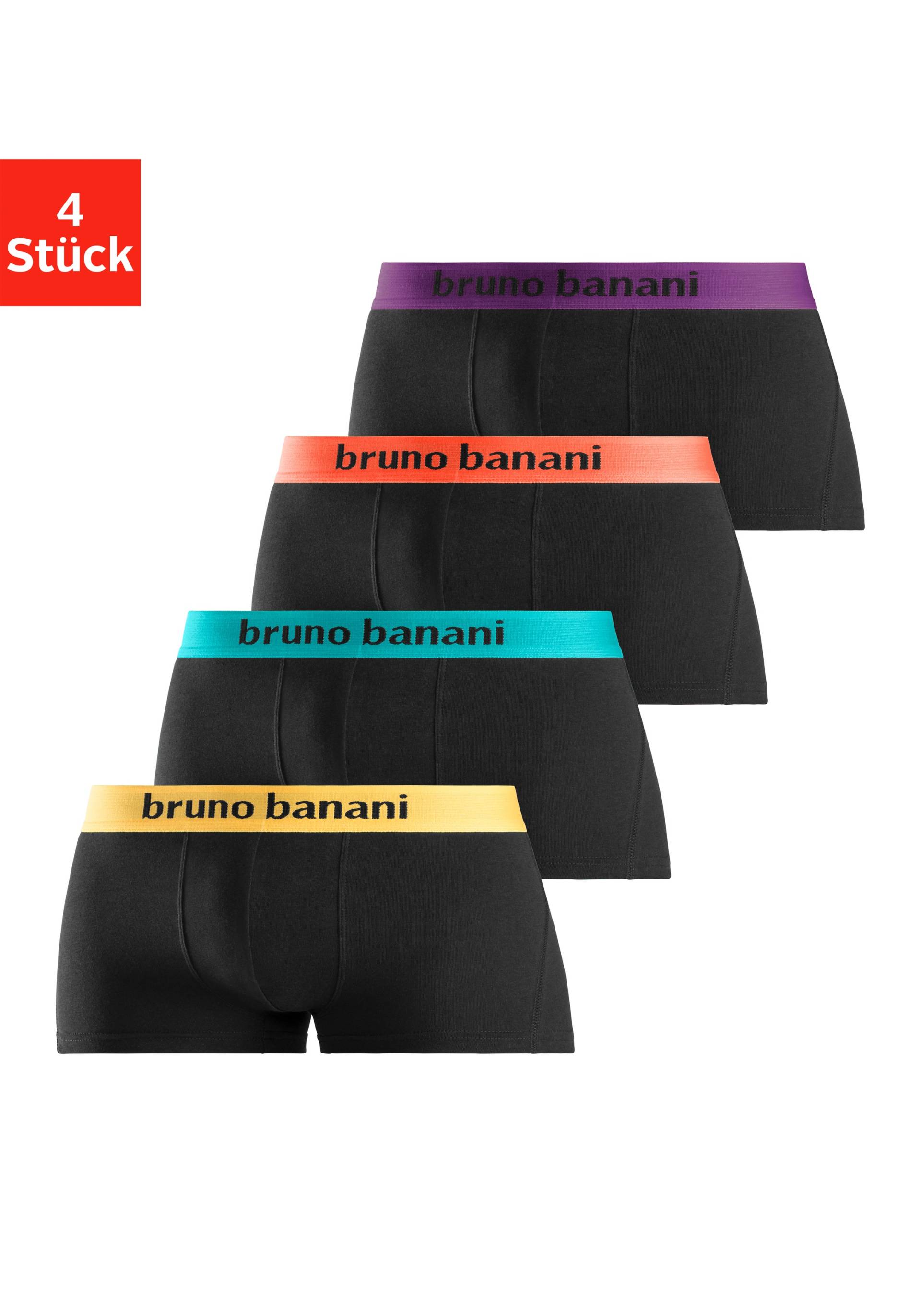 Bruno Banani Boxershorts, (Packung, 4 St.), in Hipster-Form mit Logo Webbund von Bruno Banani