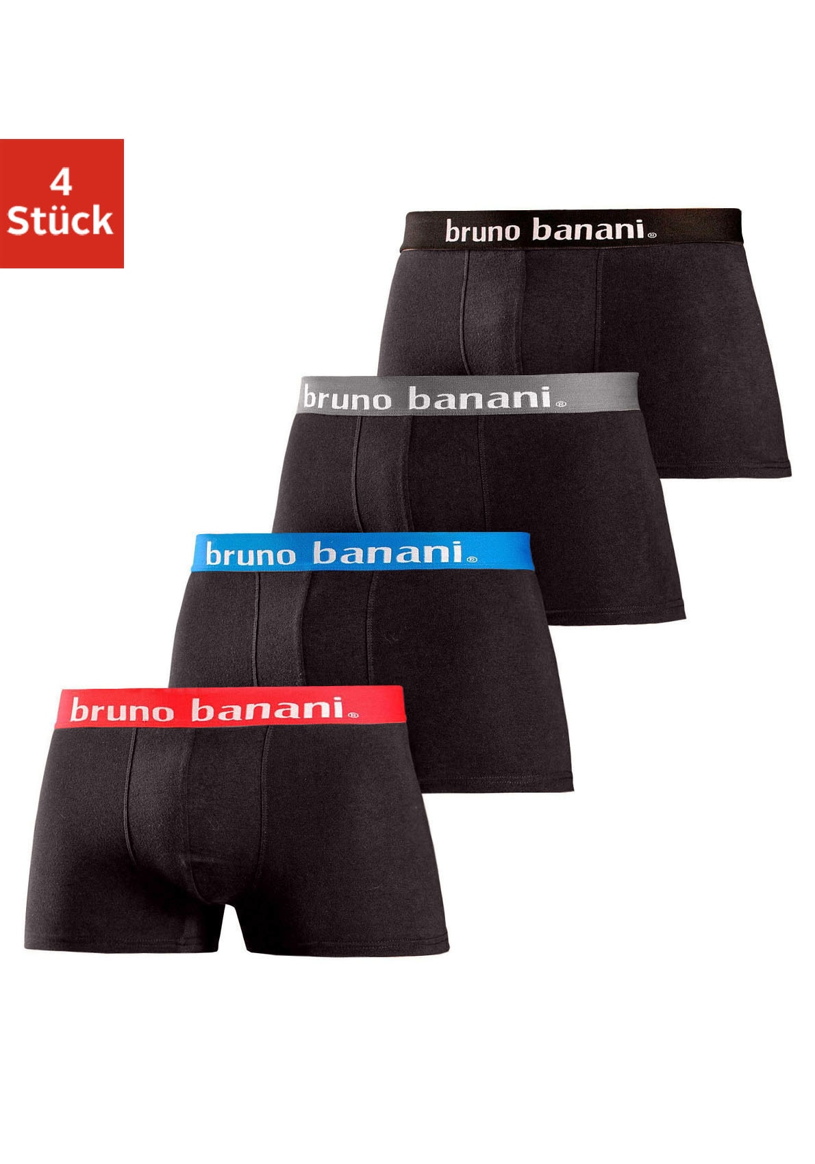 Bruno Banani Hipster, (Packung, 4 St.), knapp sitzende Boxershorts in uni oder gemustert aus Baumwollmischung von Bruno Banani