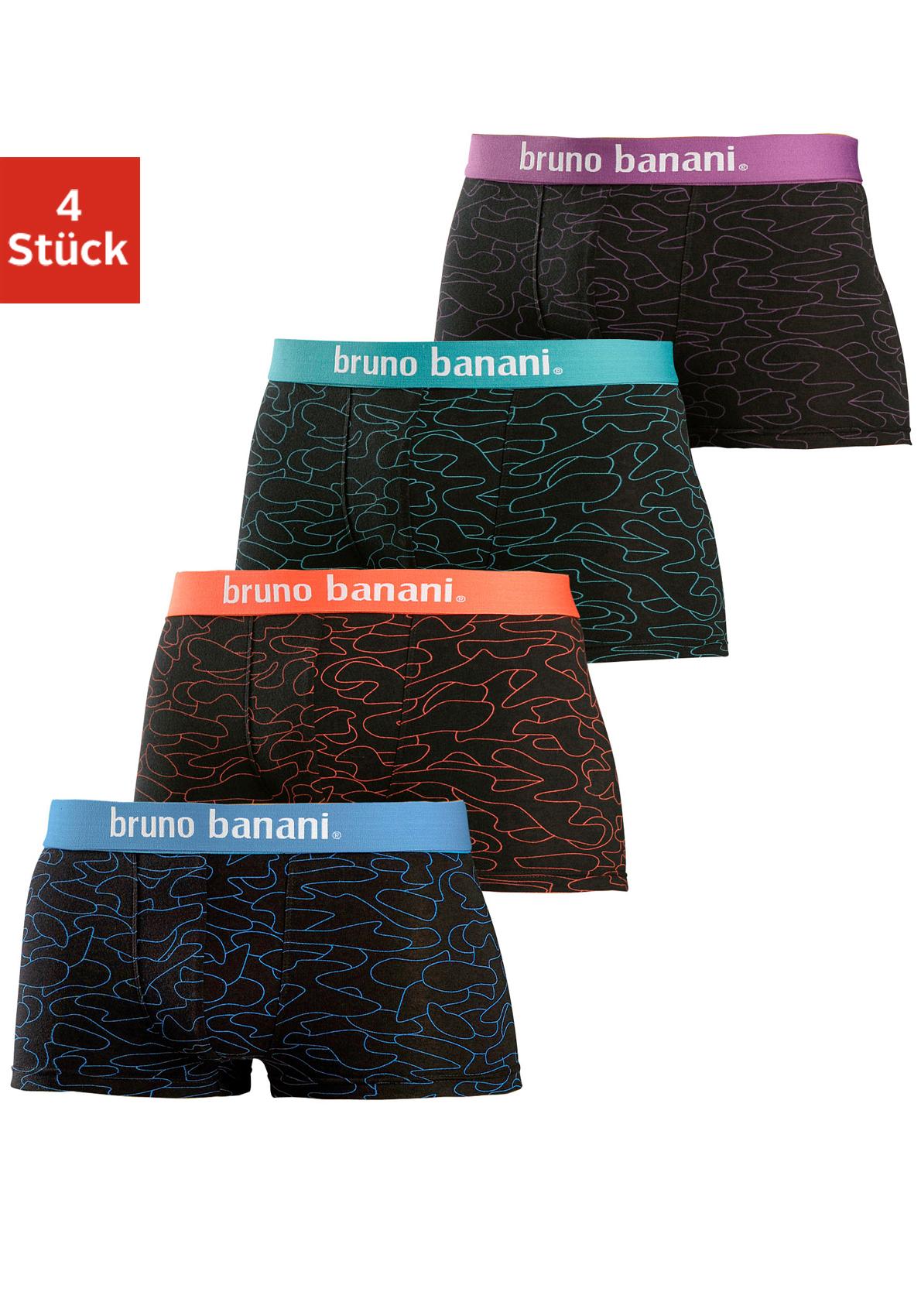 Bruno Banani Boxershorts, (Packung, 4 St.), in Hipster-Form uni oder gemustert von Bruno Banani