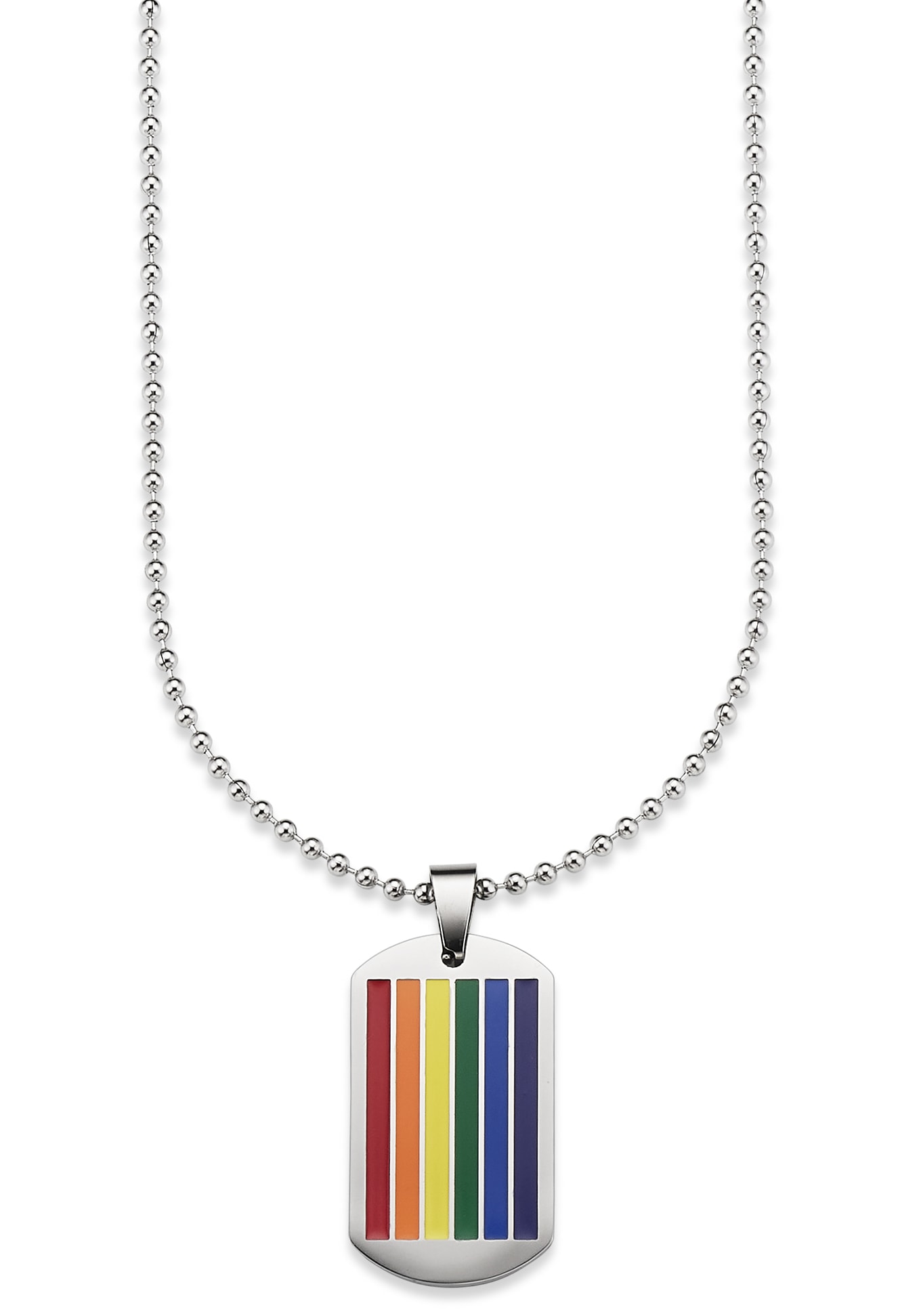 Bruno Banani Kette mit Anhänger »Schmuck Geschenk, Halskette Regenbogen Dog Tag, Kugelkette«, mit Epoxidharz von Bruno Banani