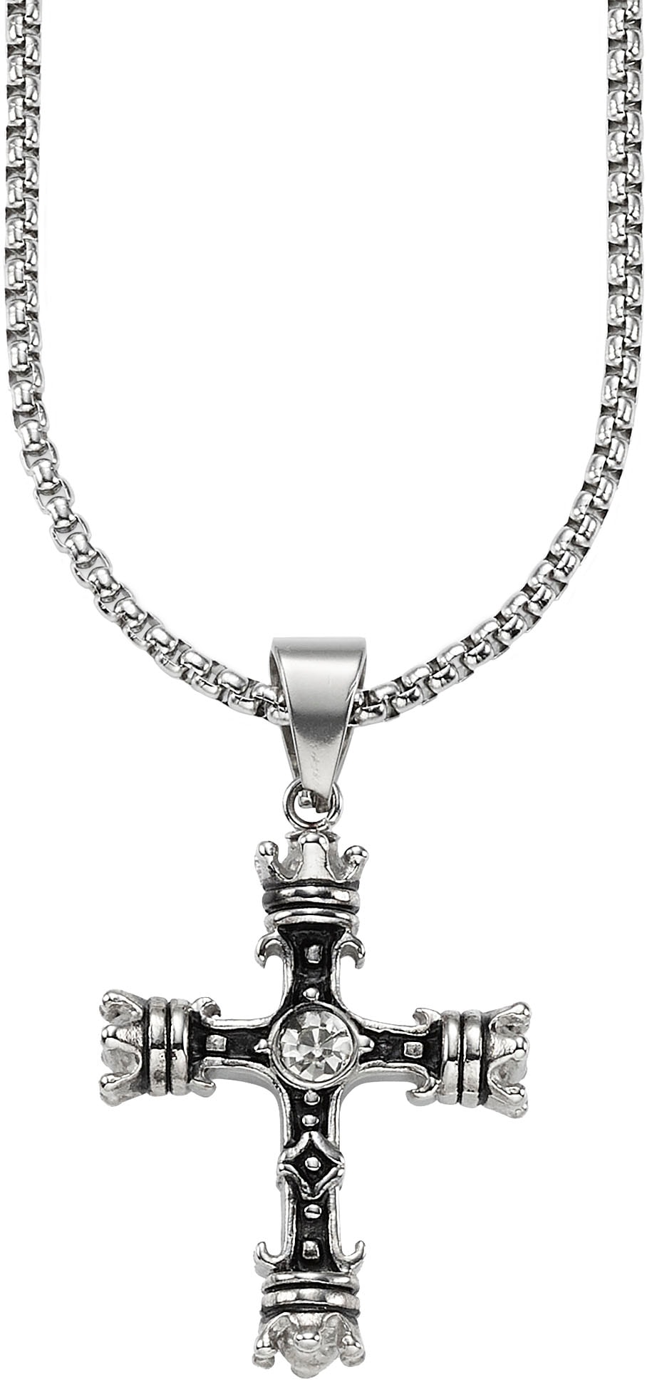 Bruno Banani Kette mit Anhänger »Schmuck Geschenk Venezianerkette Gothic Kreuz, B4115N/20/00/55«, mit Glasstein von Bruno Banani