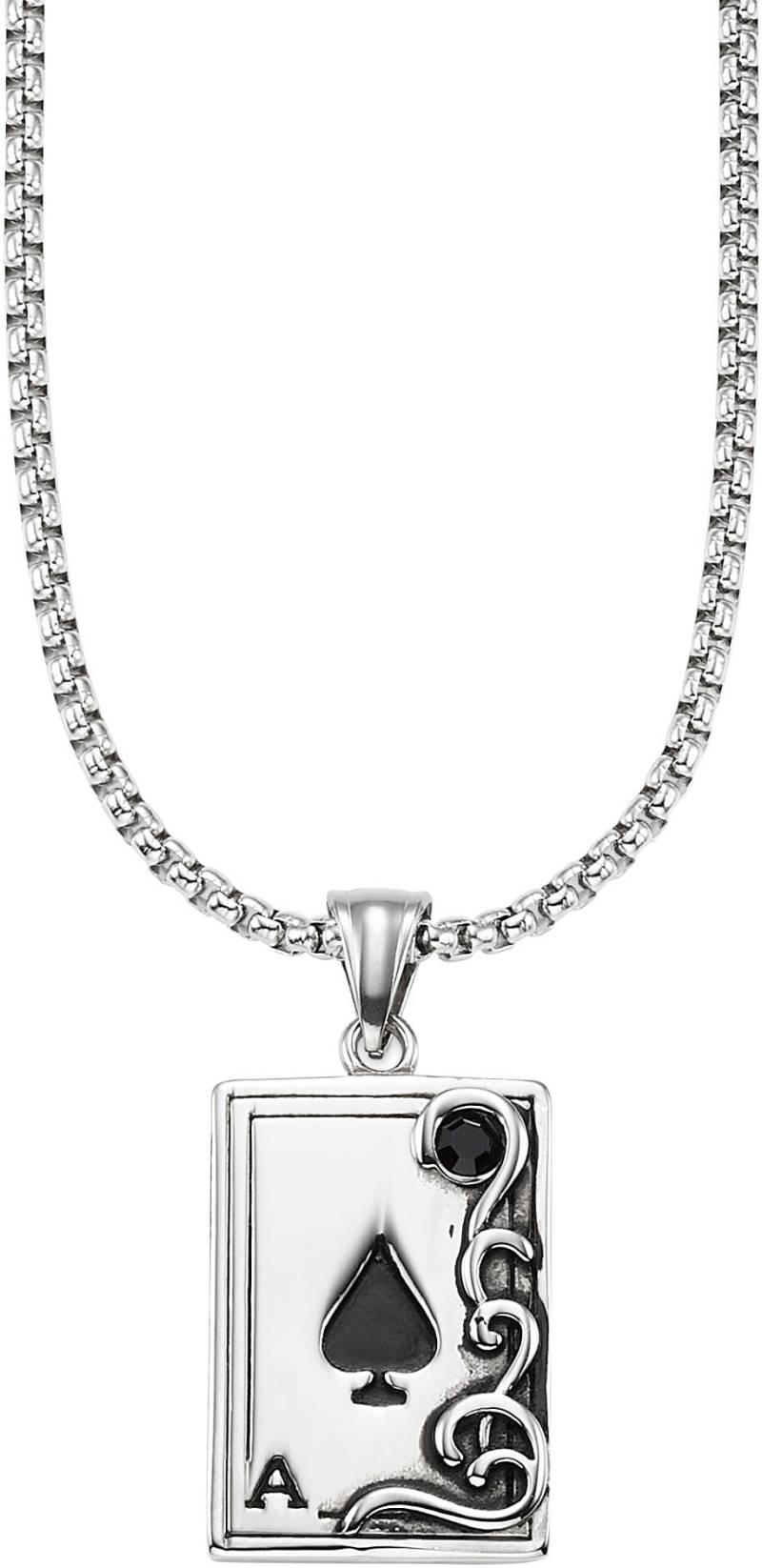 Bruno Banani Kette mit Anhänger »Schmuck Geschenk Venezianerkette Karte Pik-Ass, B4118N/20/00/55«, mit Glasstein von Bruno Banani