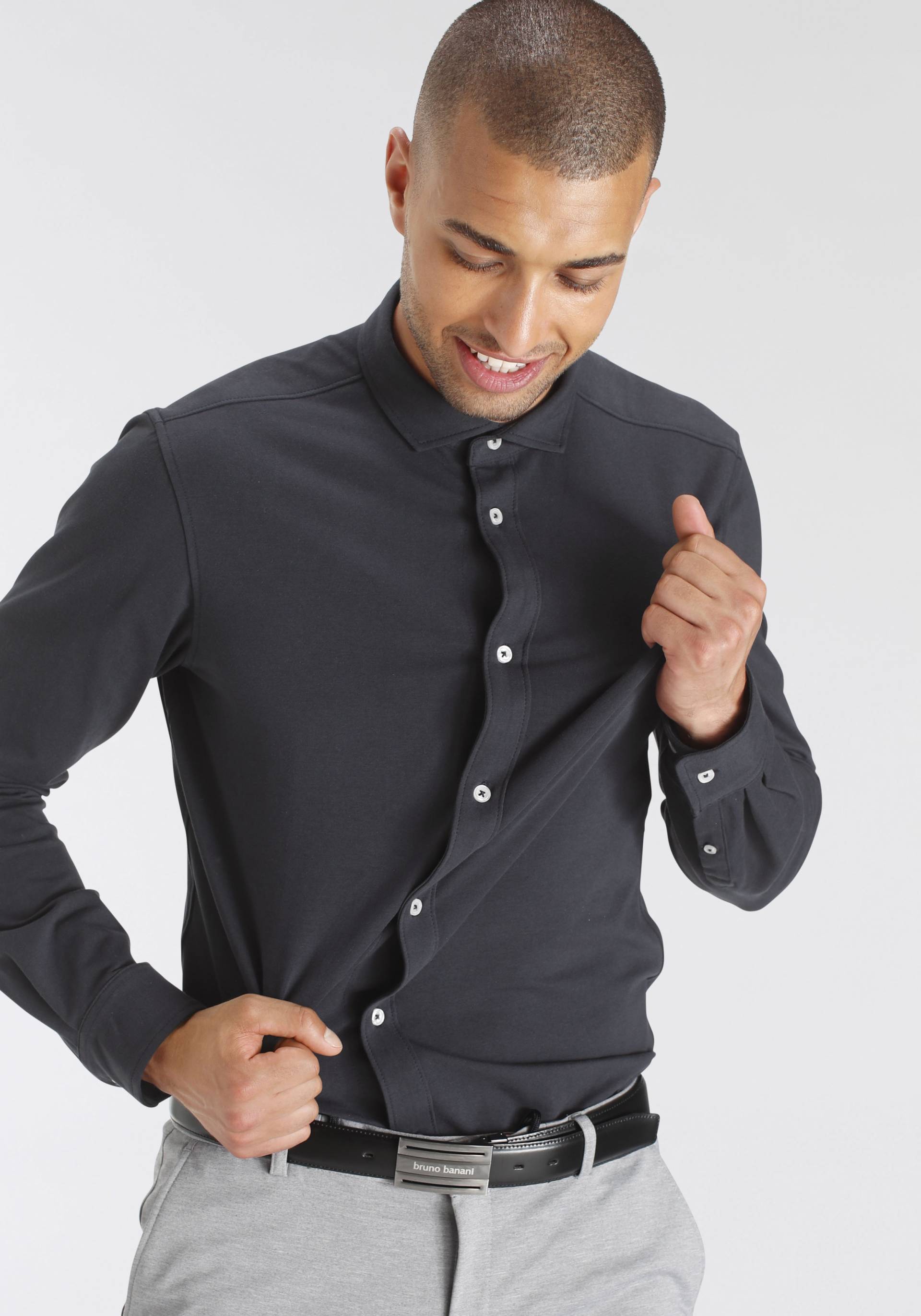 Bruno Banani Langarmhemd »Jersey Hemd komfortabel wie ein T-Shirt« Bruno Banani Langarmhemd »Jersey Hemd komfortabel wie ein T-Shirt« von Bruno Banani