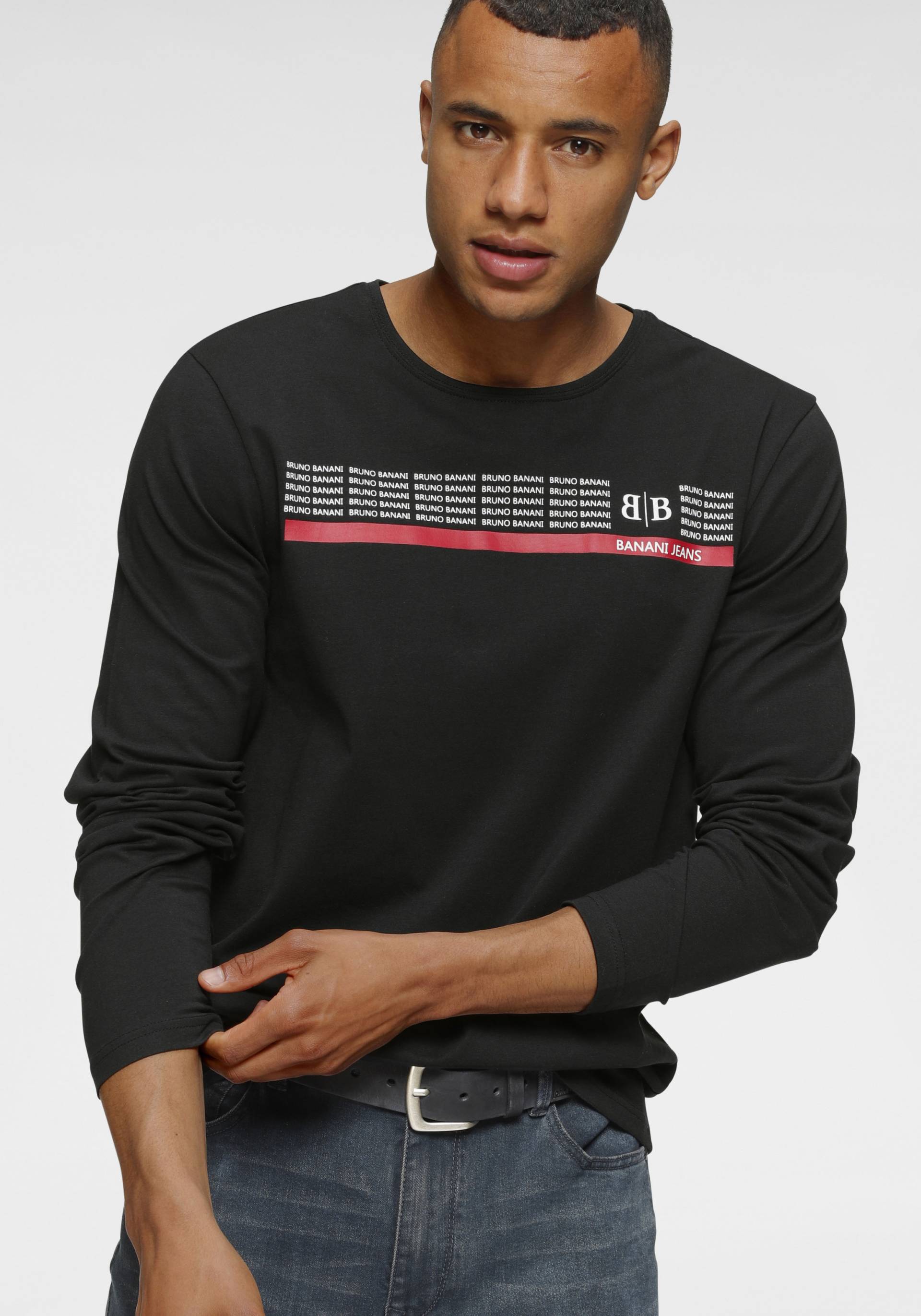 Bruno Banani Langarmshirt, schmal geschnitten, mit lässigem und peppigem Aufdruck Bruno Banani Langarmshirt, schmal geschnitten, mit lässigem und peppigem Aufdruck von Bruno Banani