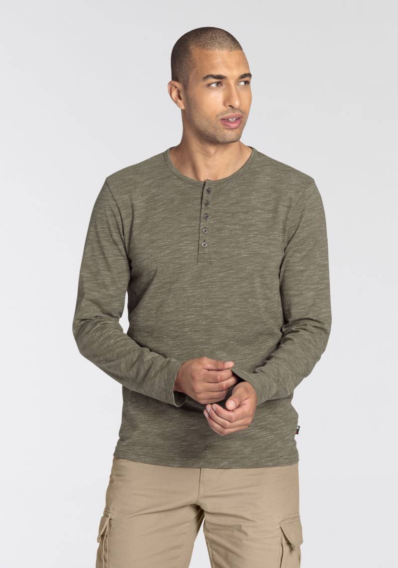 Bruno Banani Langarmshirt, schmale Passform, melierte Optik und Druck von Bruno Banani