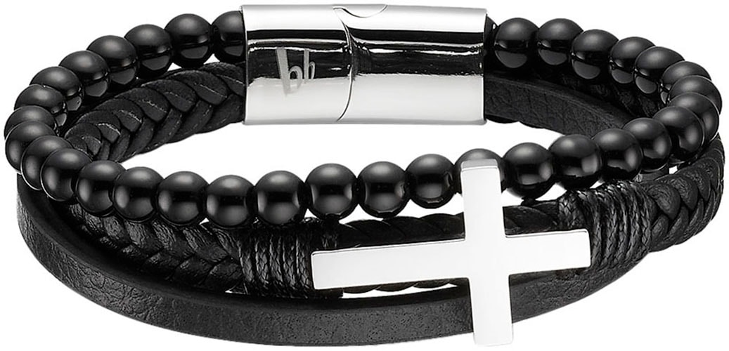 Bruno Banani Lederarmband »Schmuck Geschenk Armband Kreuz, B4098B/20/00/1-21, B4098B/20/00/21«, mit Achat von Bruno Banani