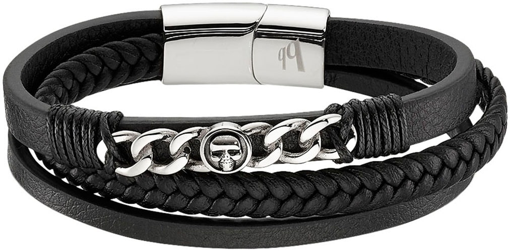 Bruno Banani Lederarmband »Schmuck Geschenk Armband Panzerkette Totenkopf, B4092B/20/00/21« von Bruno Banani