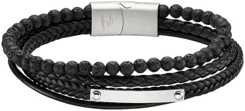 Bruno Banani Lederarmband »Schmuck Geschenk Armband Platte, B4095B/20/00/20«, mit Lavastein von Bruno Banani