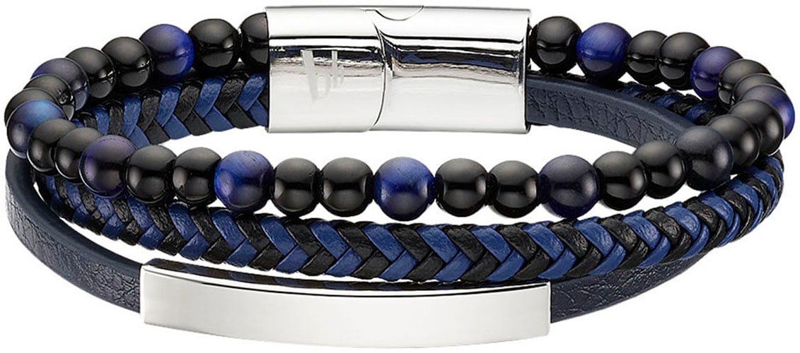 Bruno Banani Lederarmband »Schmuck Geschenk Armband Platte, B4105B/20/00/BL, B4105B/20/00/BR«, mit Tigerauge (synth.) von Bruno Banani