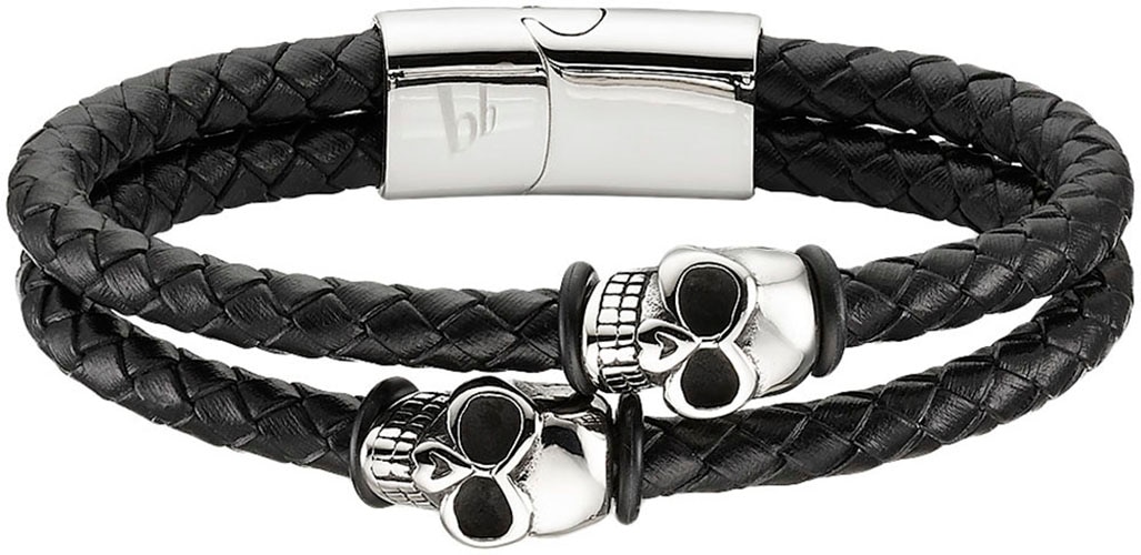 Bruno Banani Lederarmband »Schmuck Geschenk Armband Totenkopf, B4089B/20/00/21,5« von Bruno Banani