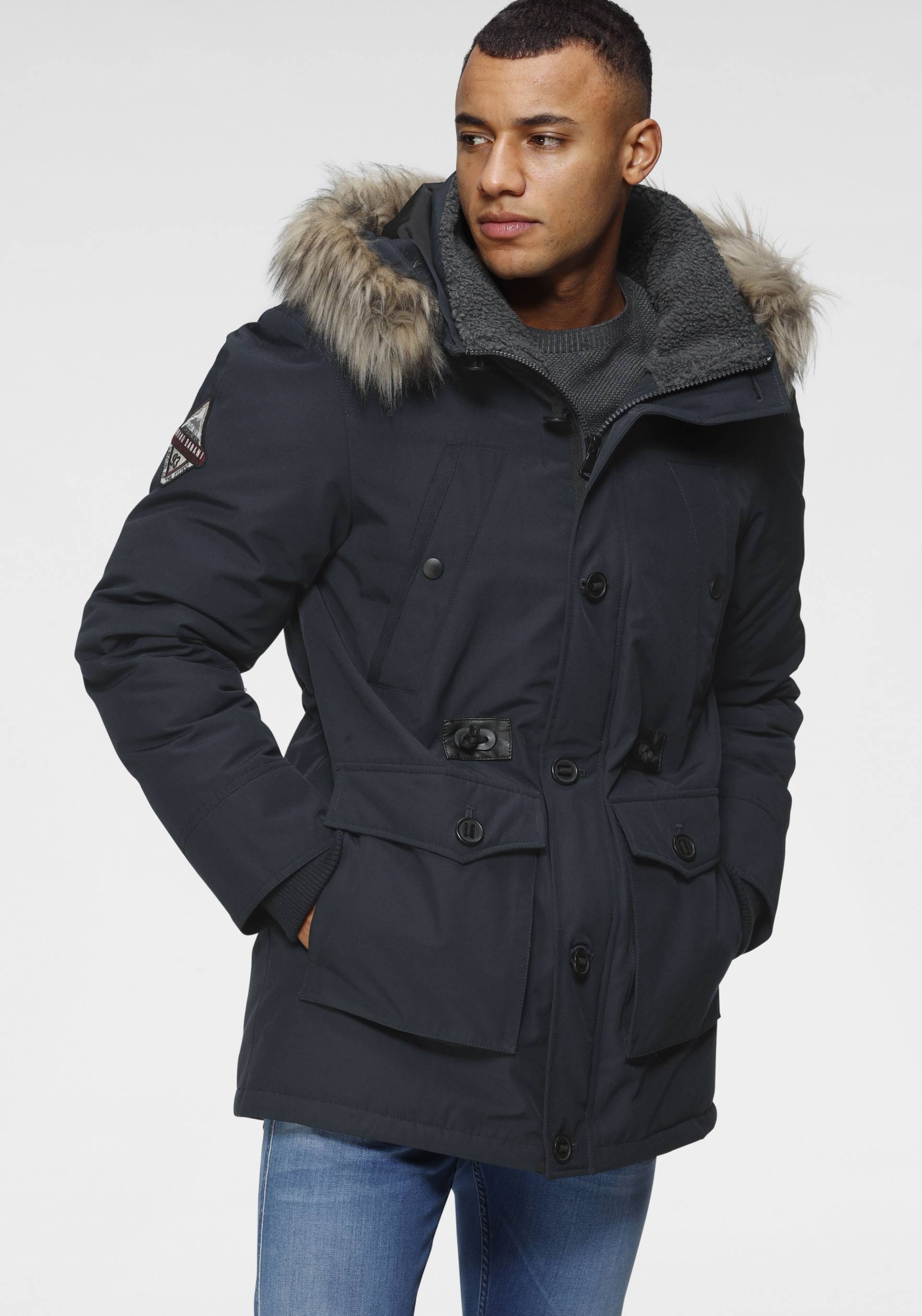 Bruno Banani Parka, mit Kapuze, strapazierfähiges Material, abnehmbare Kapuze mit Fellimitat Bruno Banani Parka, mit Kapuze, strapazierfähiges Material, abnehmbare Kapuze mit Fellimitat von Bruno Banani
