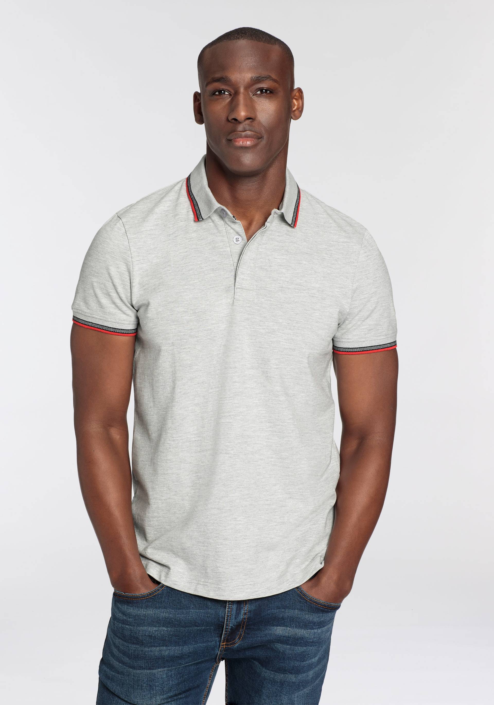 Bruno Banani Poloshirt, Kurzarm, schmal geschnitten, Colourblocking-Optik Bruno Banani Poloshirt, Kurzarm, schmal geschnitten, Colourblocking-Optik von Bruno Banani