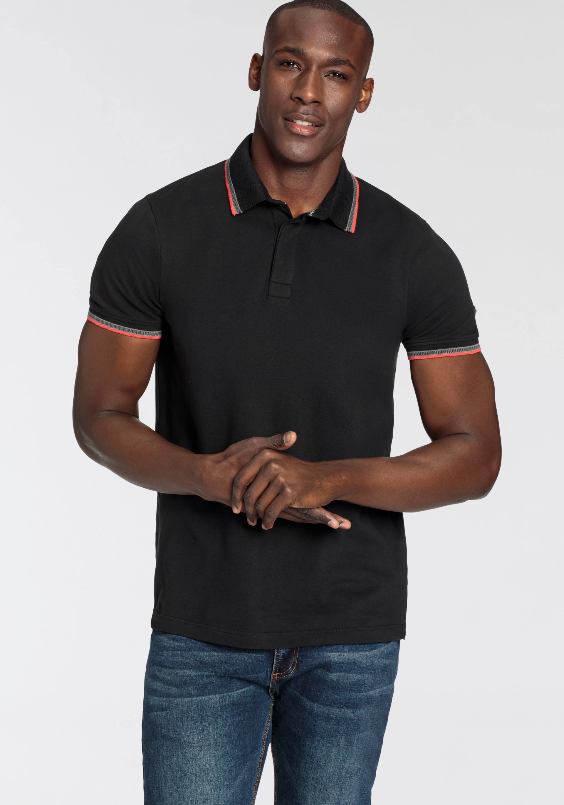 Bruno Banani Poloshirt, Kurzarm, schmal geschnitten, Colourblocking-Optik von Bruno Banani