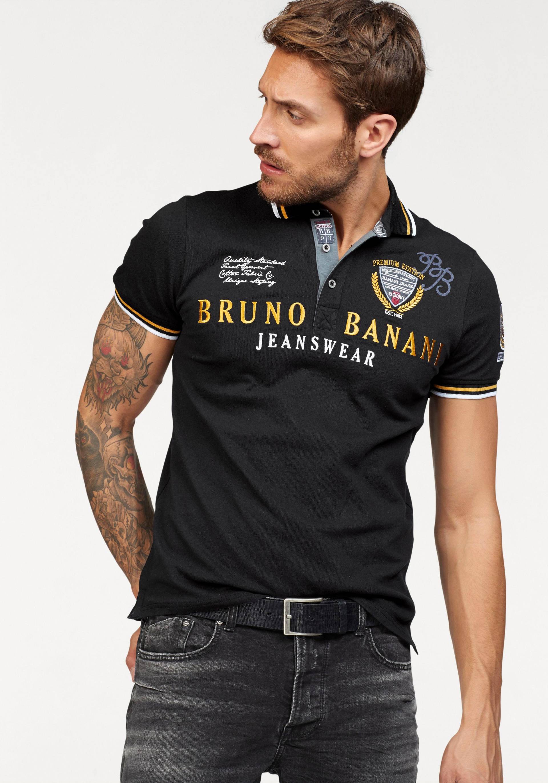 Bruno Banani Poloshirt, körpernahe Passform, mit Stickereien und Badges, Polokragen von Bruno Banani