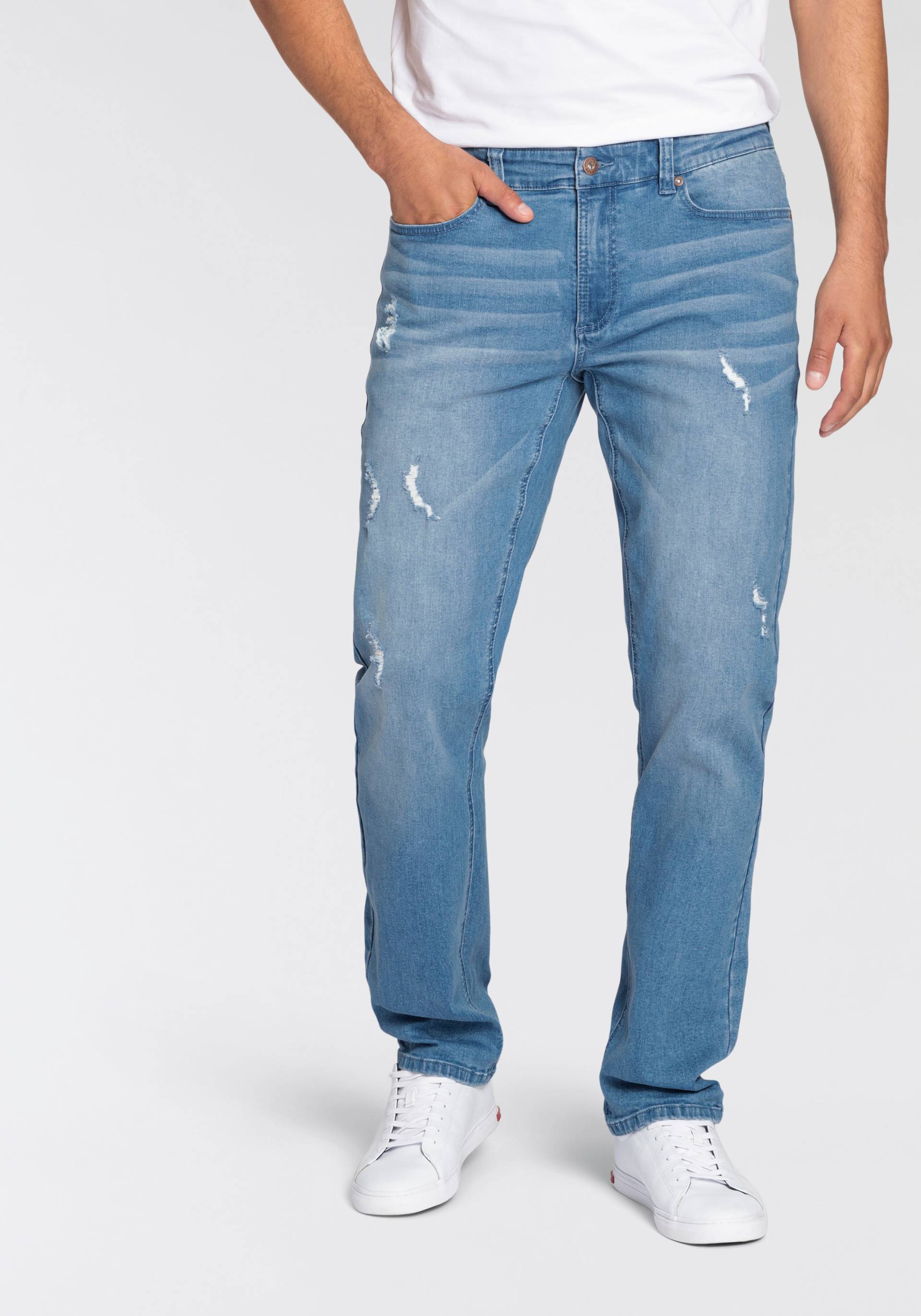 Bruno Banani Straight-Jeans »Hutch«, gerade Beinform, teilweise mit modischen Destroyed-Effekten Bruno Banani Straight-Jeans »Hutch«, gerade Beinform, teilweise mit modischen Destroyed-Effekten von Bruno Banani