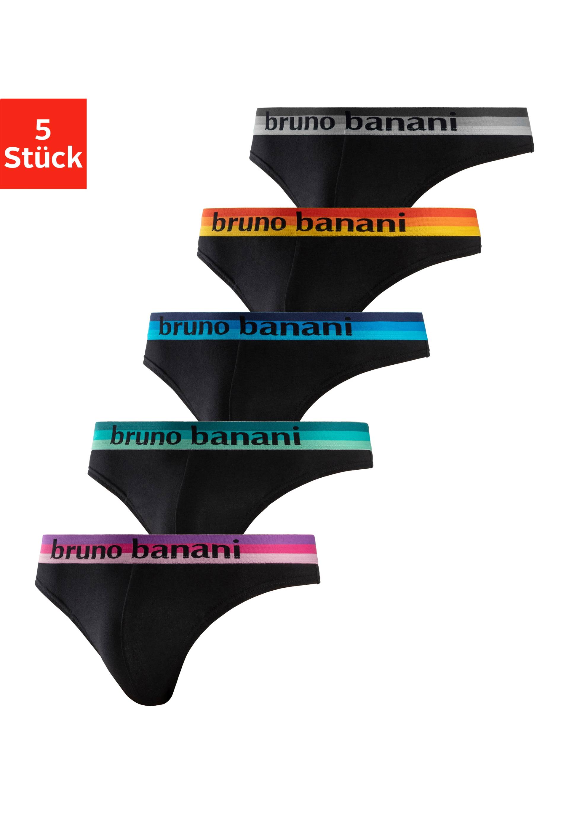 Bruno Banani String, (Packung, 5 St.), mit Streifen Logo Webbund von Bruno Banani