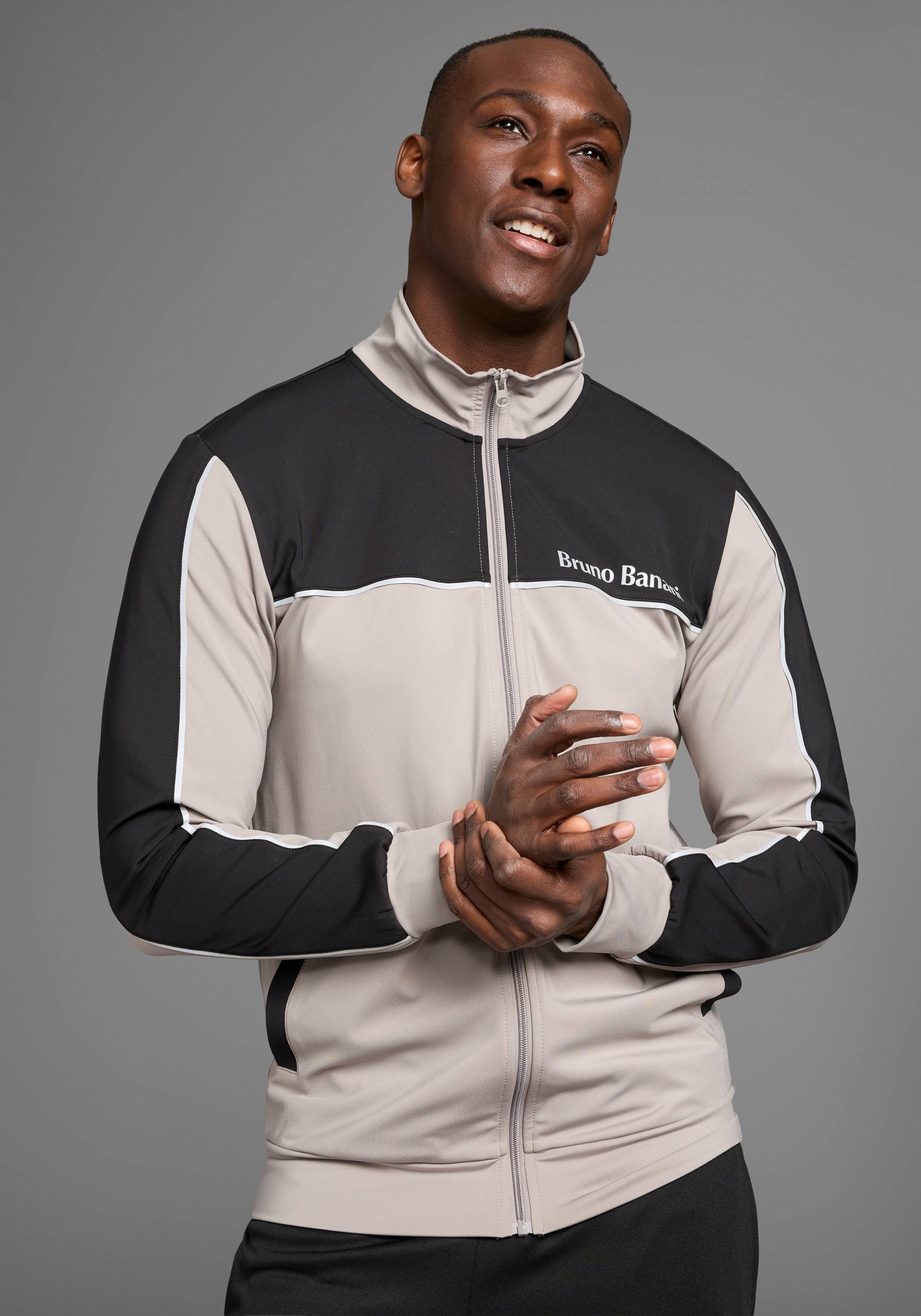 Bruno Banani Sweatjacke, Reflektorstreifen in Teilungsnähten Bruno Banani Sweatjacke, Reflektorstreifen in Teilungsnähten von Bruno Banani