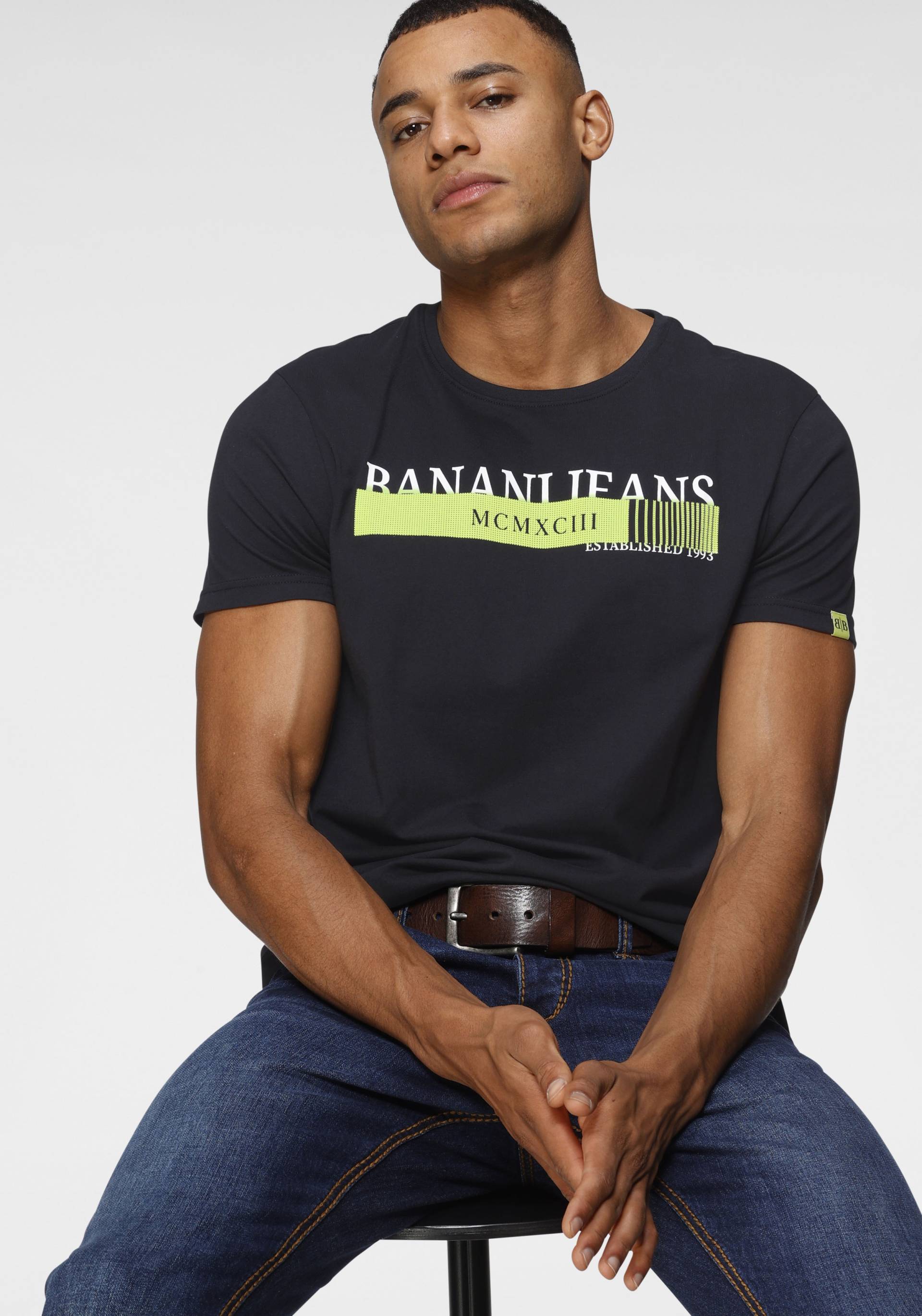 Bruno Banani T-Shirt, kurze Ärmel, schmale Passform, bedruckt, Rundhalsausschnitt von Bruno Banani