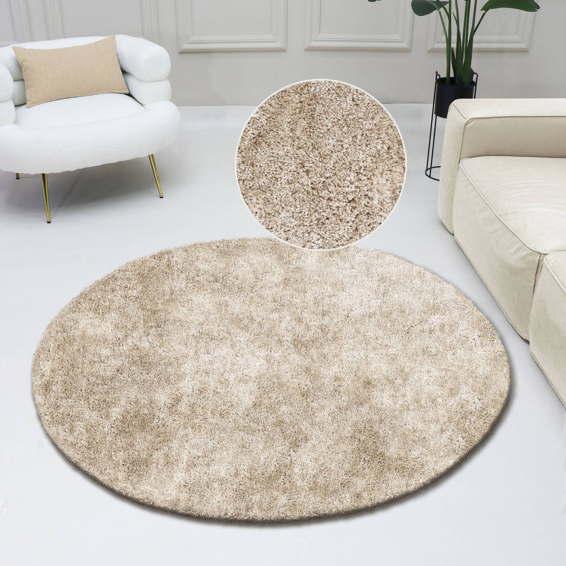 Bruno Banani Hochflor-Teppich »Dana Teppich, Kundenliebling«, rund, 30 mm Höhe, unifarben, Mikrofaser Teppiche, Wohnzimmer, Schlafzimmer, Esszimmer Bruno Banani Hochflor-Teppich »Dana Teppich, Kundenliebling«, rund, 30 mm Höhe, unifarben, Mikrofaser Teppiche, Wohnzimmer, Schlafzimmer, Esszimmer von Bruno Banani