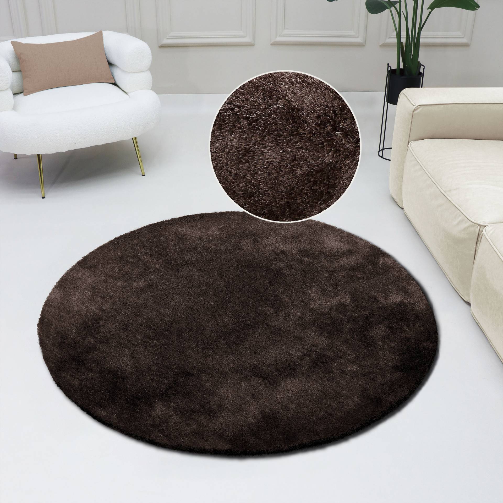 Bruno Banani Hochflor-Teppich »Dana Teppich, Kundenliebling«, rund, 30 mm Höhe, unifarben, Mikrofaser Teppiche, Wohnzimmer, Schlafzimmer, Esszimmer Bruno Banani Hochflor-Teppich »Dana Teppich, Kundenliebling«, rund, 30 mm Höhe, unifarben, Mikrofaser Teppiche, Wohnzimmer, Schlafzimmer, Esszimmer von Bruno Banani