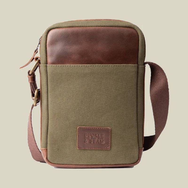 Canvas Crossbody Bag Runner Grün/Blau von Buckle & Seam