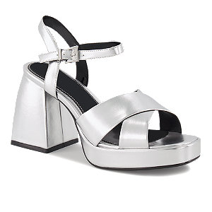 Buffalo Bella Cross Damen Hohe Sandalette Silber von Buffalo