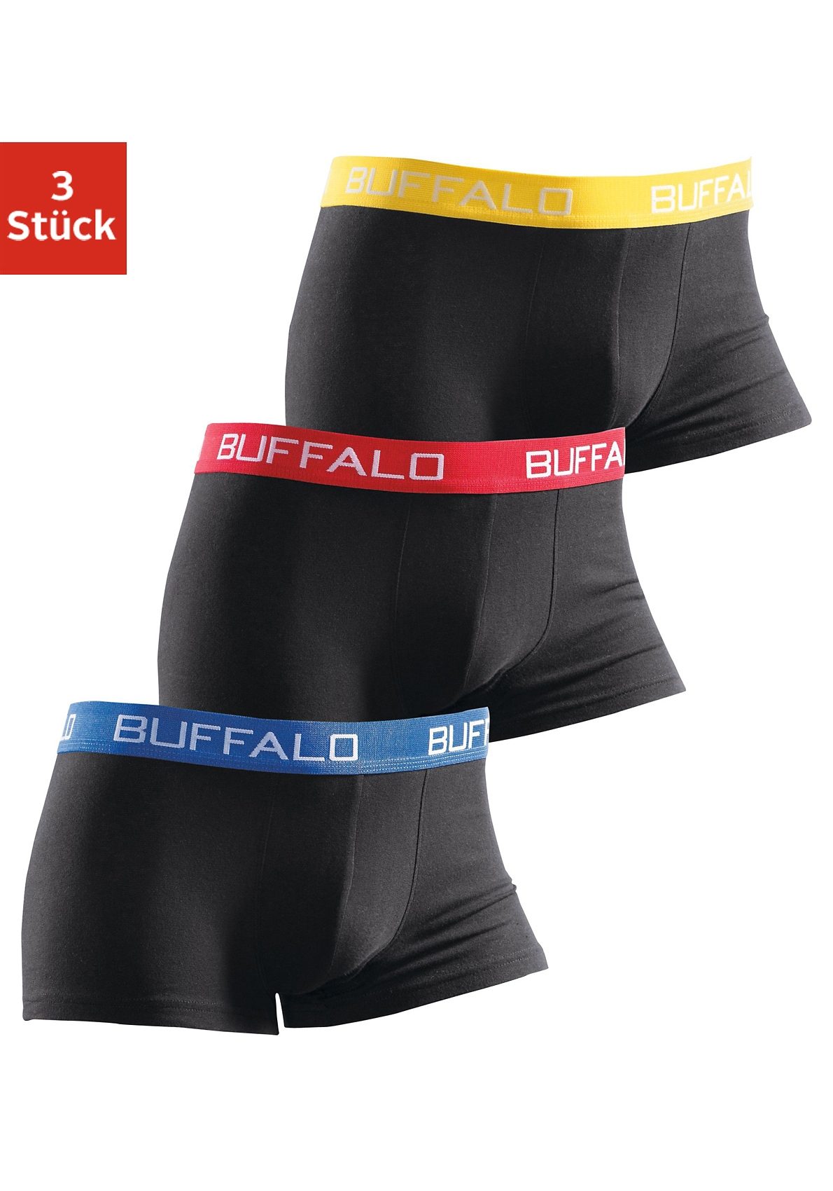 Buffalo Boxer »Boxershorts für Jungen«, (Packung, 3 St.), mit kontrastfarbenem Bündchen von Buffalo