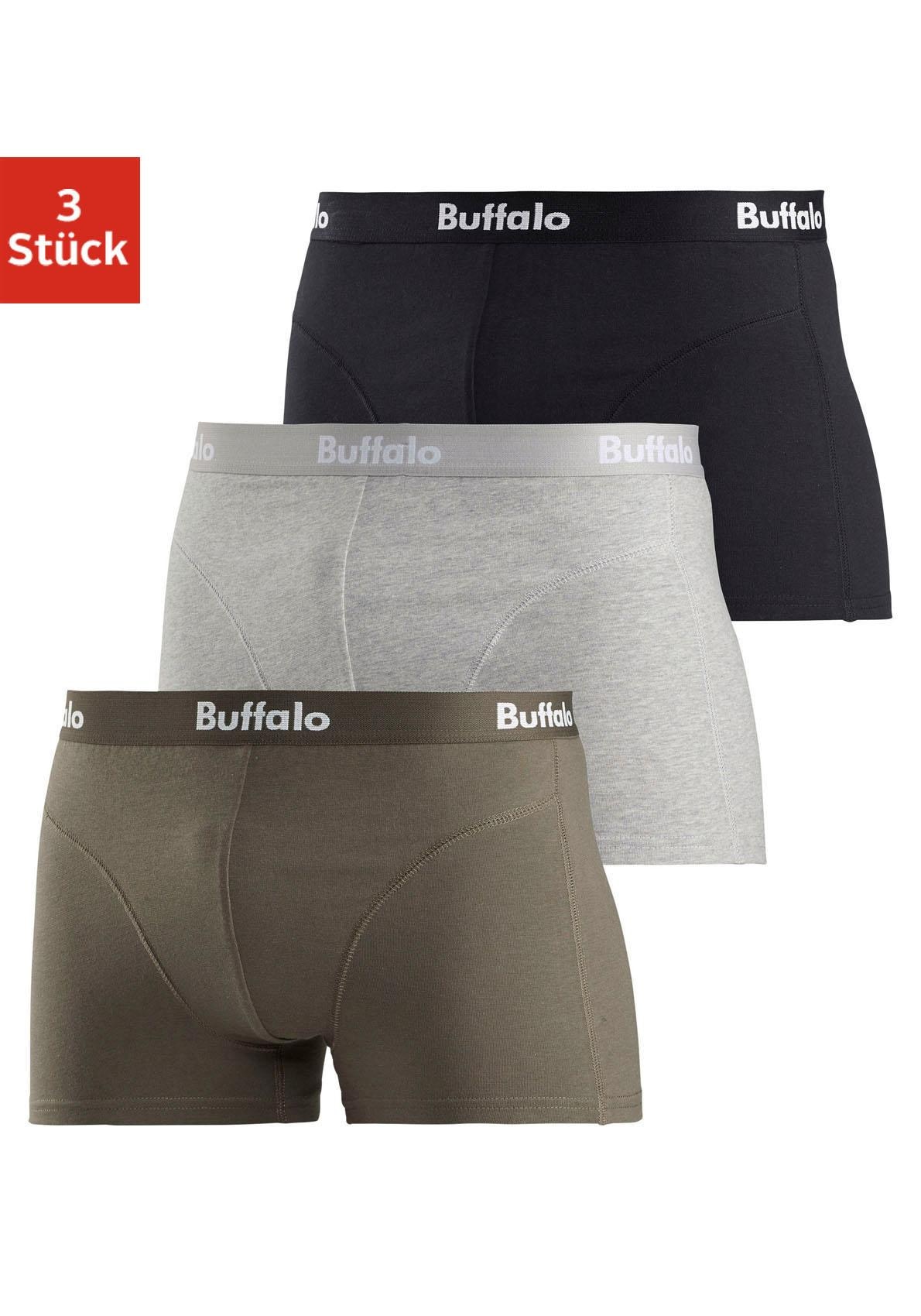 Buffalo Boxer »Boxershorts für Herren«, (Packung, 3 St.), mit Overlock-Nähten vorn von Buffalo