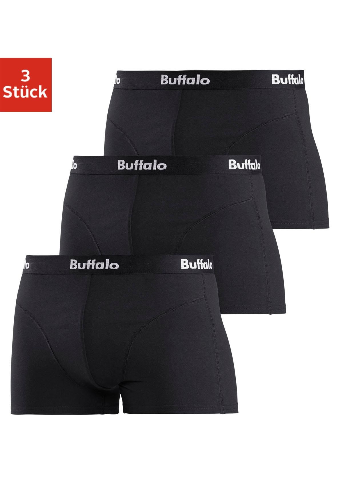 Buffalo Boxer »Boxershorts für Herren«, (Packung, 3 St.), mit Overlock-Nähten vorn von Buffalo