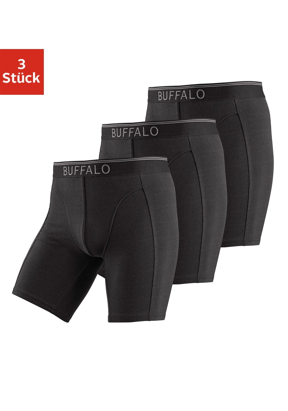 Buffalo Boxer »Boxershorts für Herren«, (Packung, 3 St.), in langer Form ideal auch für Sport und Trekking von Buffalo