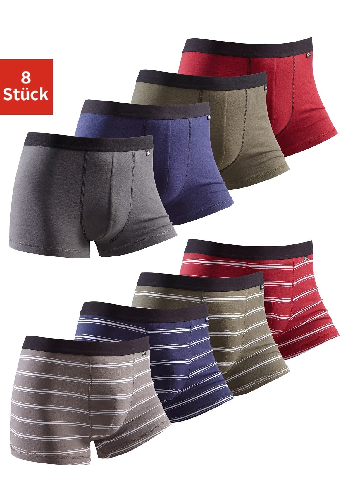 Buffalo Boxer »Boxershorts für Herren«, (Packung, 8 St.), mit kontrastfarbigem Webbund von Buffalo