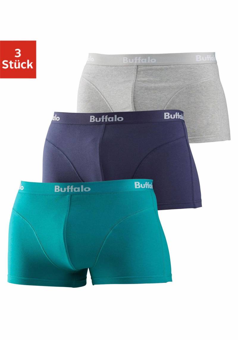 Buffalo Hipster, (Packung, 3 St.), Boxershorts mit Overlock-Nähten vorn aus Baumwollmischung von Buffalo