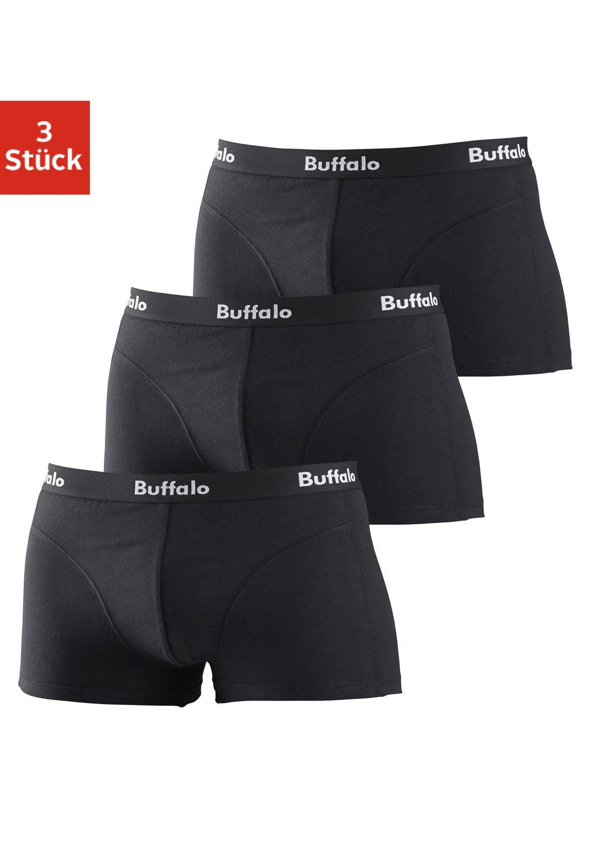 Buffalo Hipster, (Packung, 3 St.), Boxershorts mit Overlock-Nähten vorn aus Baumwollmischung von Buffalo