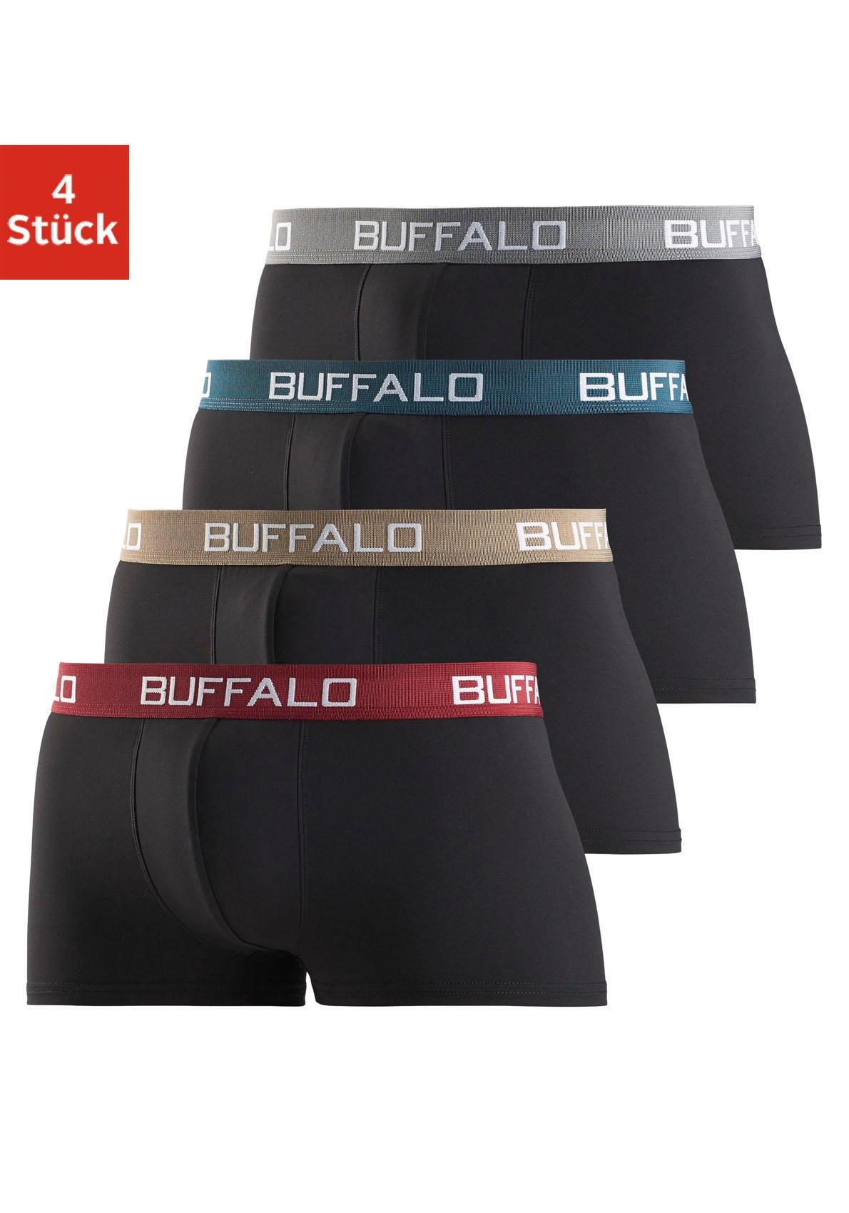 Buffalo Boxershorts, (Packung, 4 St.), in Hipster-Form mit Kontrastbund von Buffalo