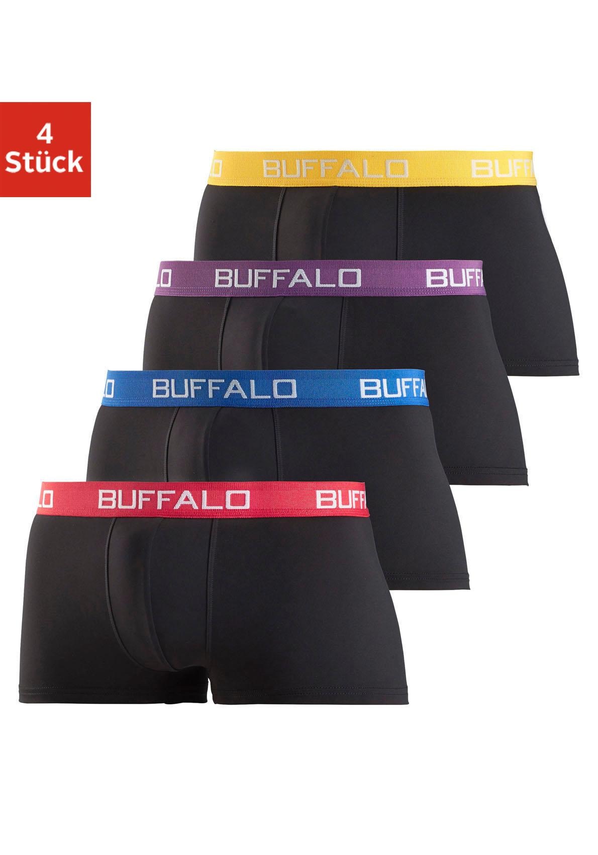 Buffalo Boxershorts, (Packung, 4 St.), in Hipster-Form mit Kontrastbund von Buffalo