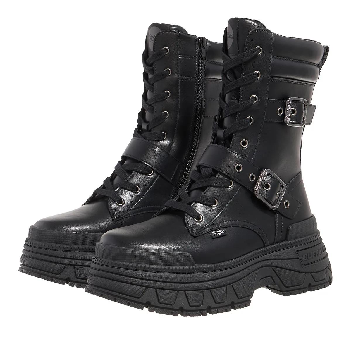 Buffalo Stiefel & Boots - Fusion Lace Up Biker - Gr. 39 (EU) - in Schwarz - für Damen von Buffalo