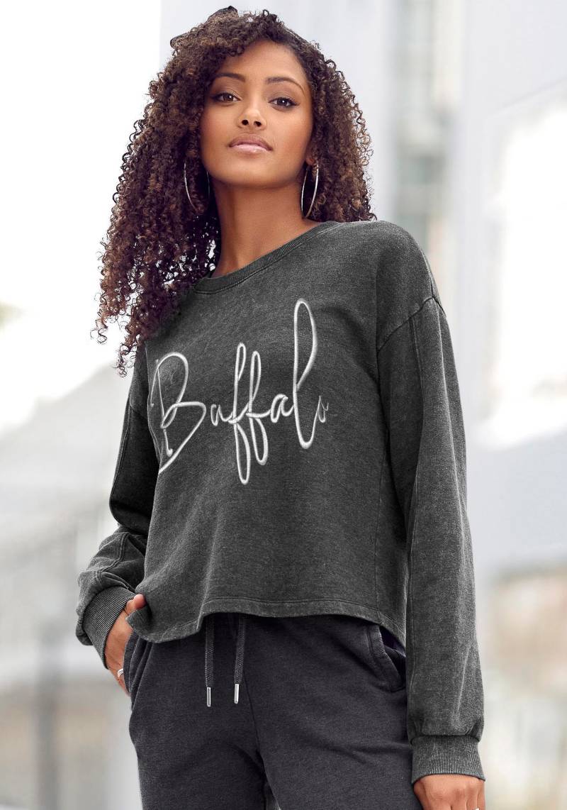 Buffalo Sweatshirt, in kurzer Form mit Logostickerei, Loungeanzug von Buffalo