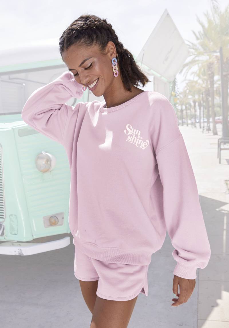 Buffalo Sweatshirt, mit Rippbündchen und Sunshine Druck, Loungewear von Buffalo