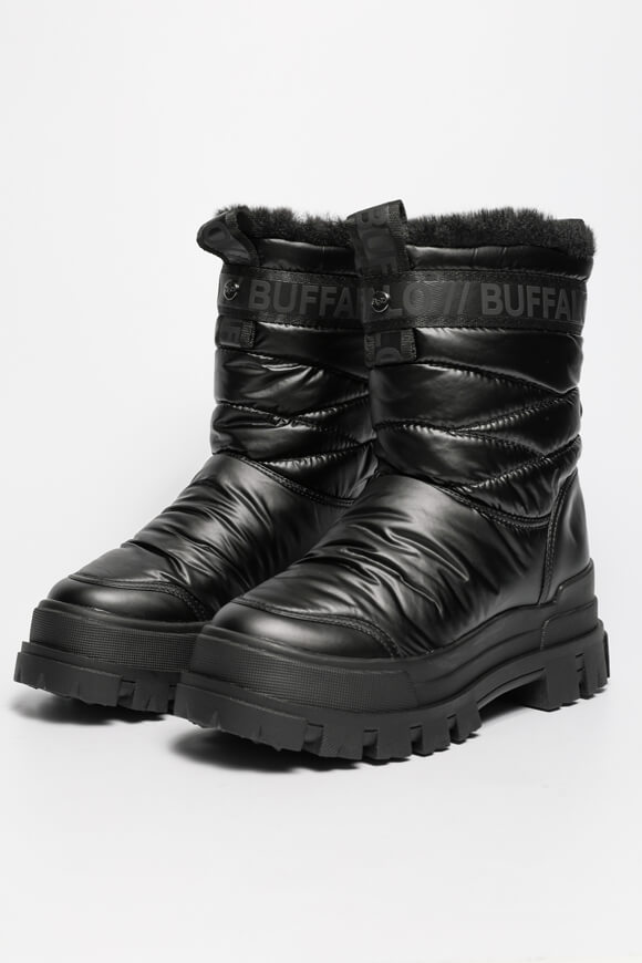 Buffalo Vegan Aspha Quilt Gefütterte Plateau Stiefelette | Schwarz | Damen  | EU36 von Buffalo